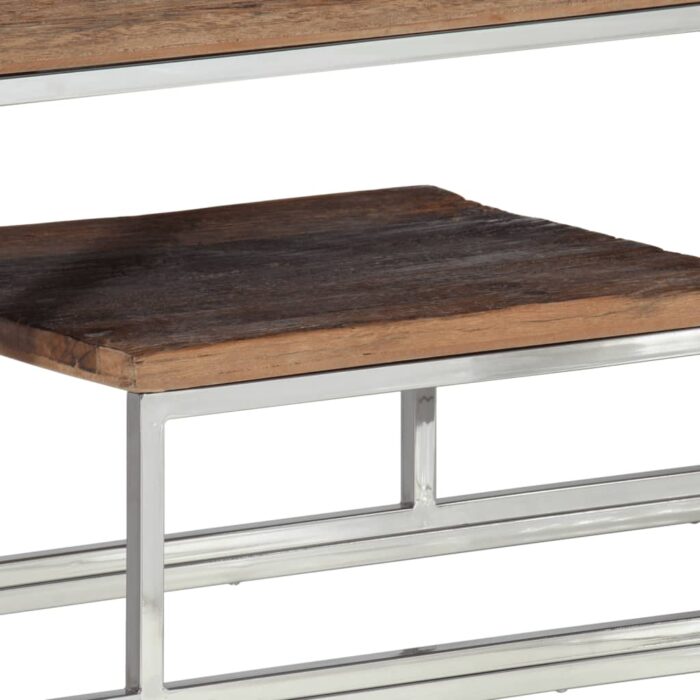 Table console argenté inox et bois de mélèze massif – Image 5