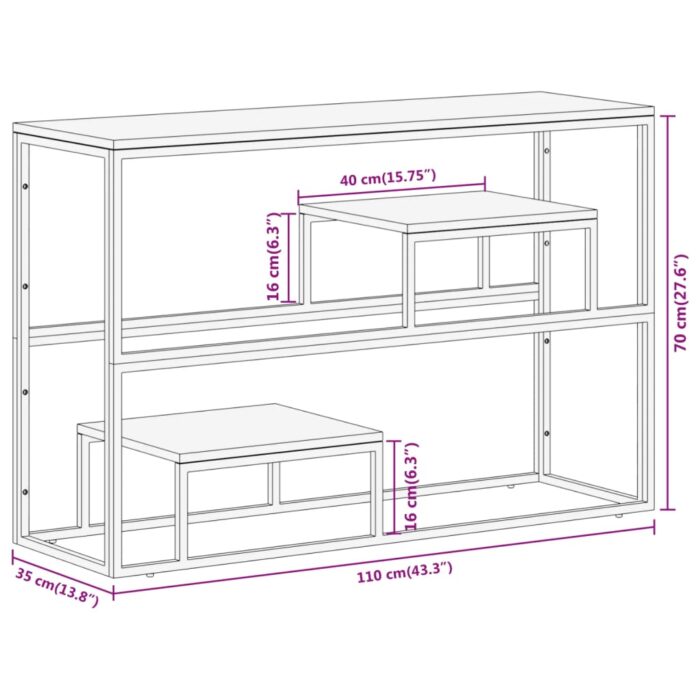 Table console argenté inox et bois de mélèze massif – Image 7