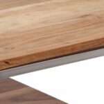 Table console argenté acier inoxydable et bois massif d'acacia – Image 6