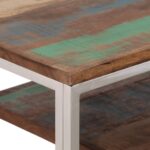 Table console argenté inox et bois de récupération massif – Image 3