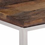 Table console argenté acier inoxydable et bois de mélèze massif – Image 3