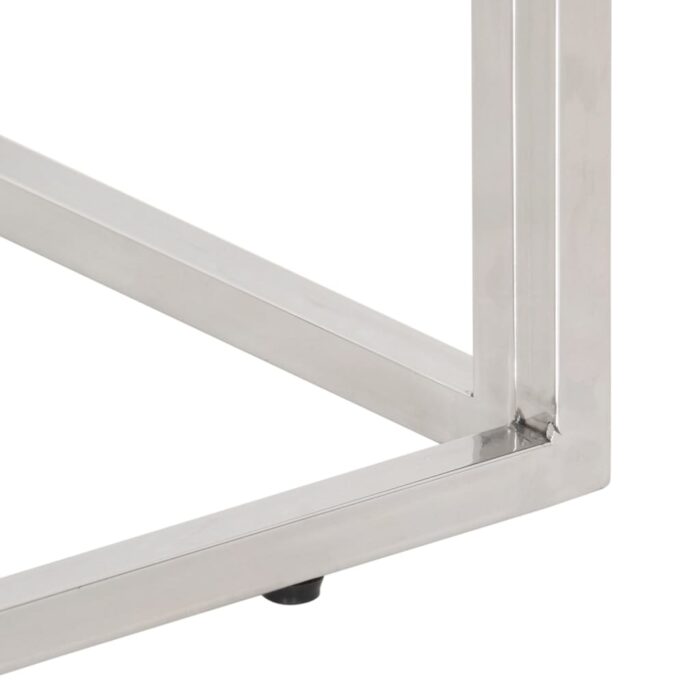 Table console argenté acier inoxydable et bois de mélèze massif – Image 6