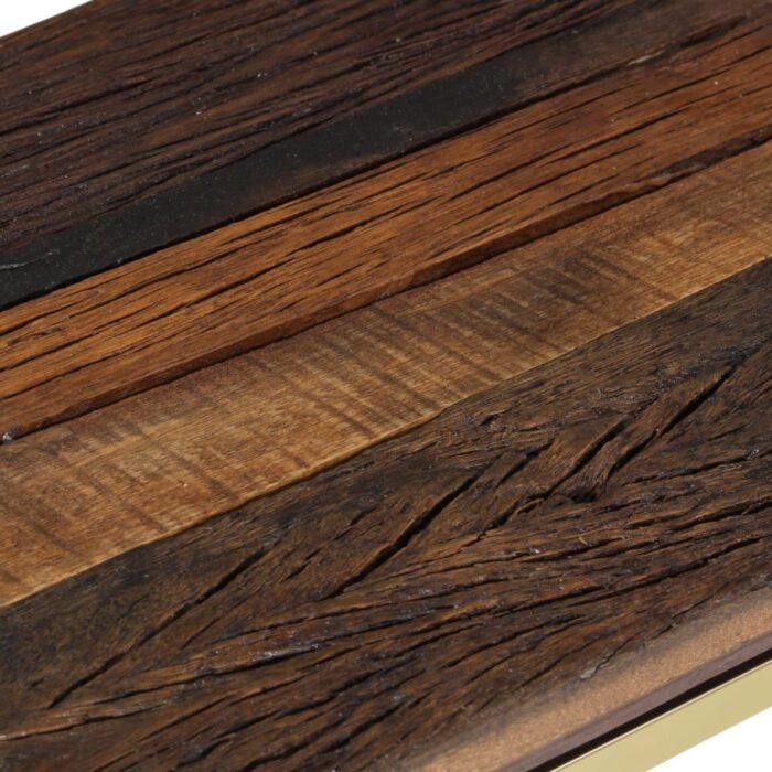 Table console doré acier inoxydable et bois de mélèze massif – Image 4