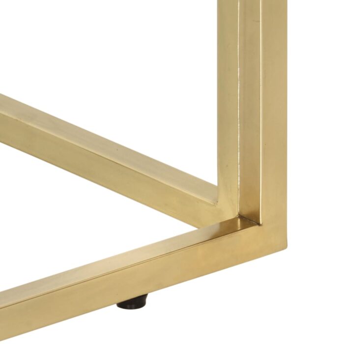 Table console doré acier inoxydable et bois de mélèze massif – Image 6