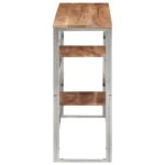 Table console argenté acier inoxydable et bois massif d'acacia – Image 2
