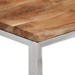 Table console argenté acier inoxydable et bois massif d'acacia – Image 3
