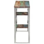 Table console argenté acier inoxydable/bois massif récupération – Image 2