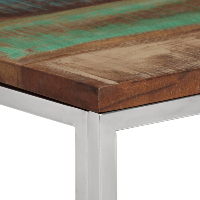 Table console argenté acier inoxydable/bois massif récupération – Image 3