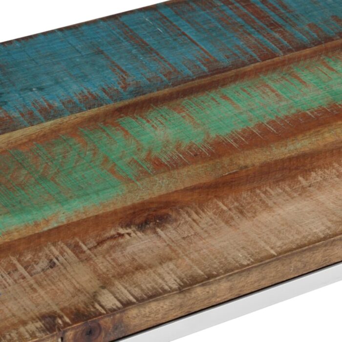 Table console argenté acier inoxydable/bois massif récupération – Image 4