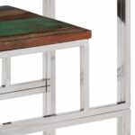 Table console argenté acier inoxydable/bois massif récupération – Image 5