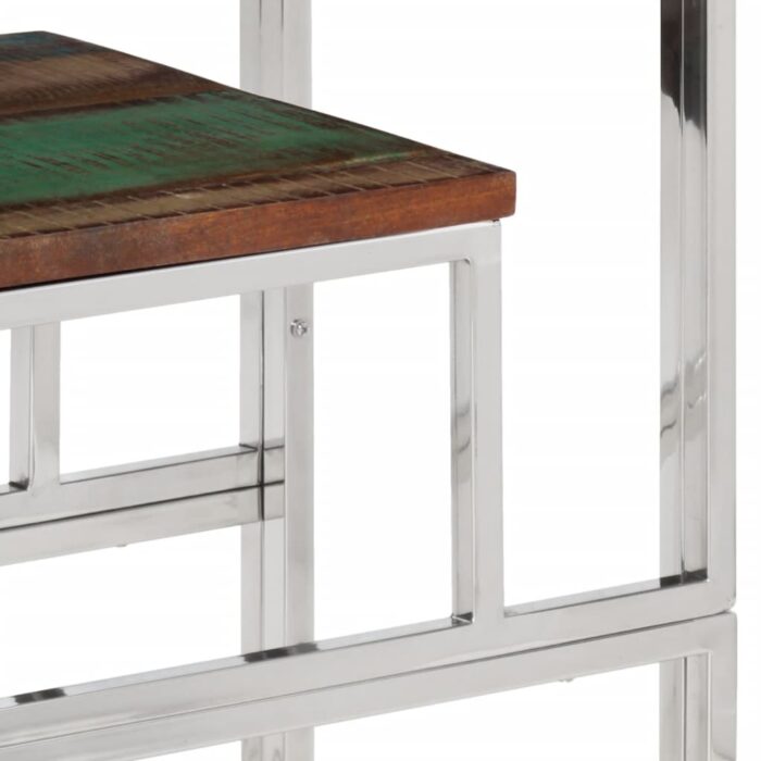 Table console argenté acier inoxydable/bois massif récupération – Image 5