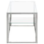 Table basse argenté acier inoxydable et verre trempé – Image 2