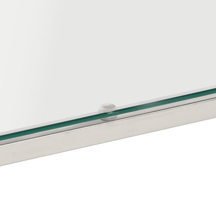 Table basse argenté acier inoxydable et verre trempé – Image 4