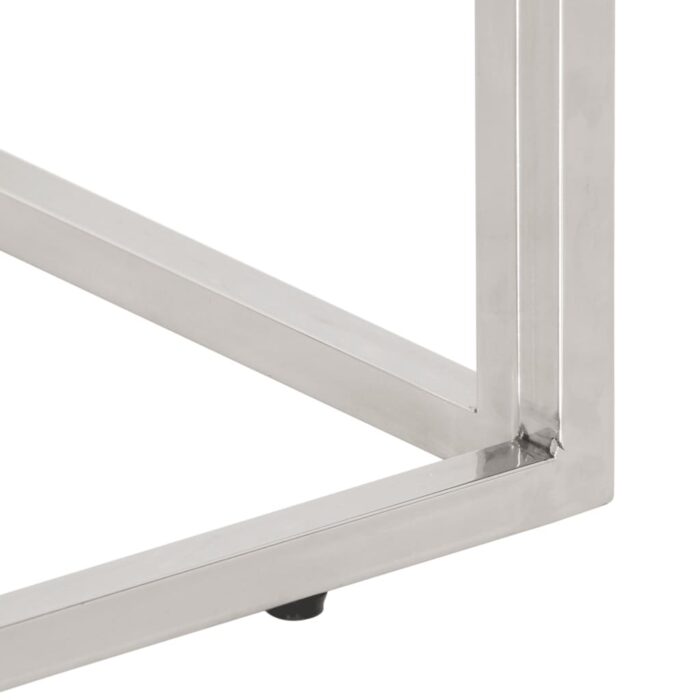 Table basse argenté acier inoxydable et verre trempé – Image 5