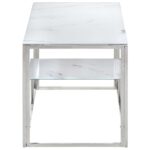 Table basse argenté acier inoxydable et verre trempé – Image 2