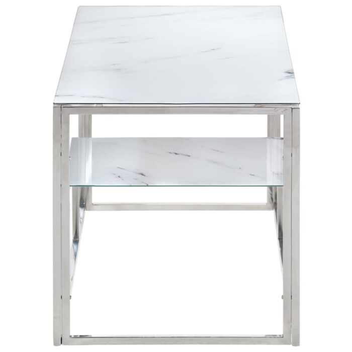 Table basse argenté acier inoxydable et verre trempé – Image 2