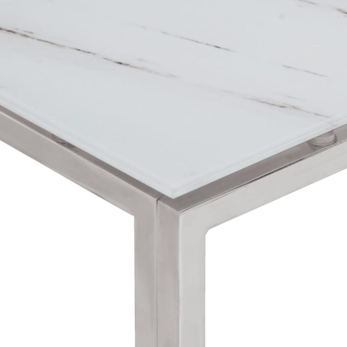 Table basse argenté acier inoxydable et verre trempé – Image 3