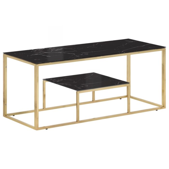 Table basse doré acier inoxydable et verre trempé – Image 1