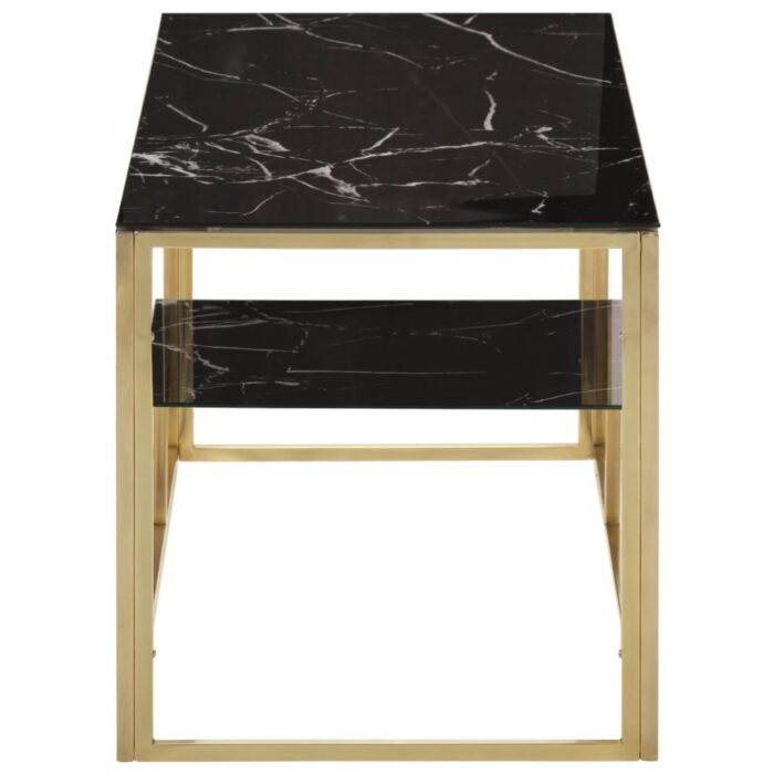 Table basse doré acier inoxydable et verre trempé – Image 2