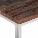 Table basse argenté acier inoxydable et bois de mélèze massif – Image 3