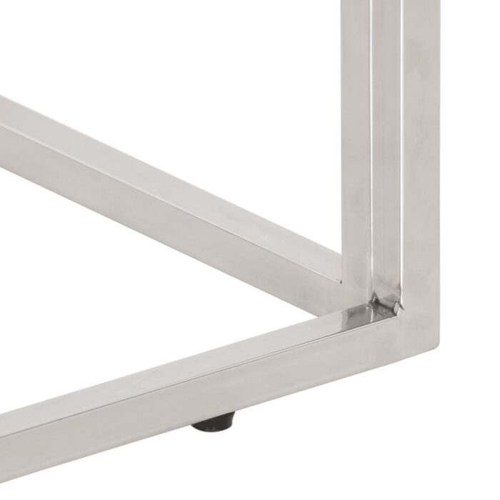 Table basse argenté acier inoxydable et bois de mélèze massif – Image 5