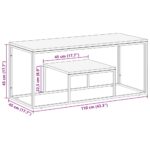 Table basse argenté acier inoxydable et bois de mélèze massif – Image 7