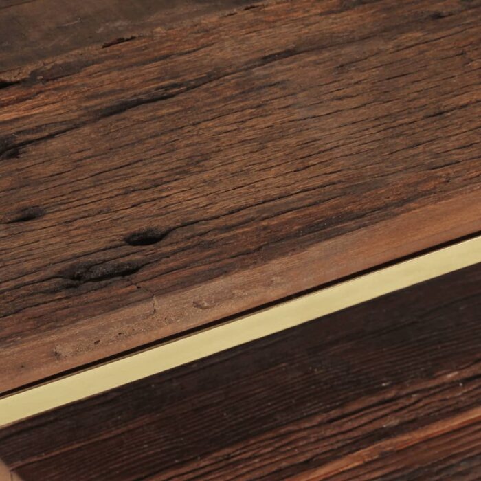 Table basse doré acier inoxydable et bois de mélèze massif – Image 4