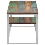 Table basse argenté acier inoxydable/bois massif récupération – Image 2