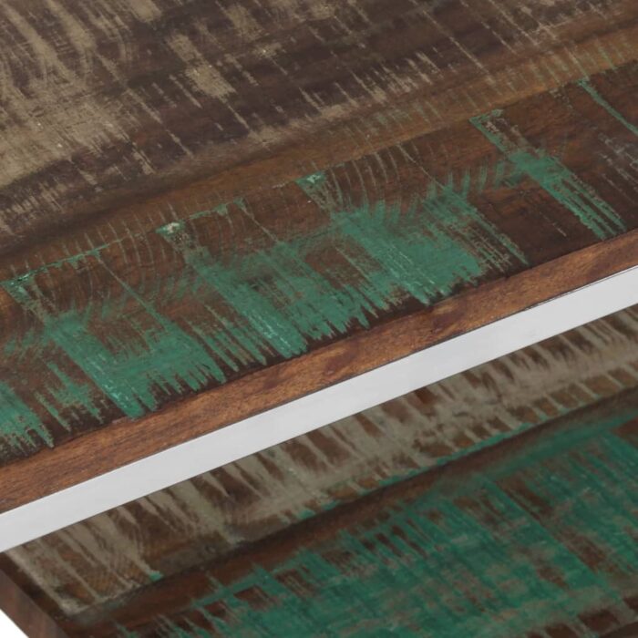 Table basse argenté acier inoxydable/bois massif récupération – Image 4