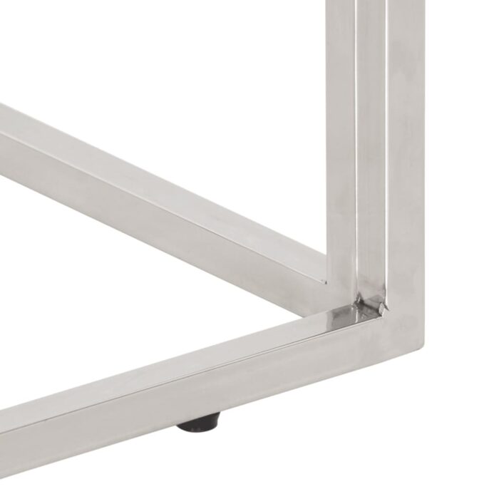 Table basse argenté acier inoxydable/bois massif récupération – Image 5