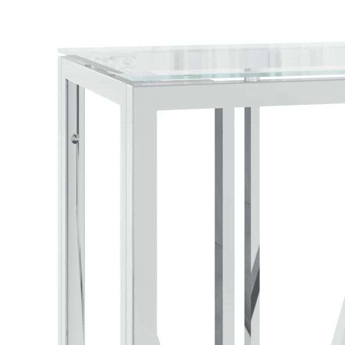 Table console 110x30x70 cm acier inoxydable et verre – Image 3