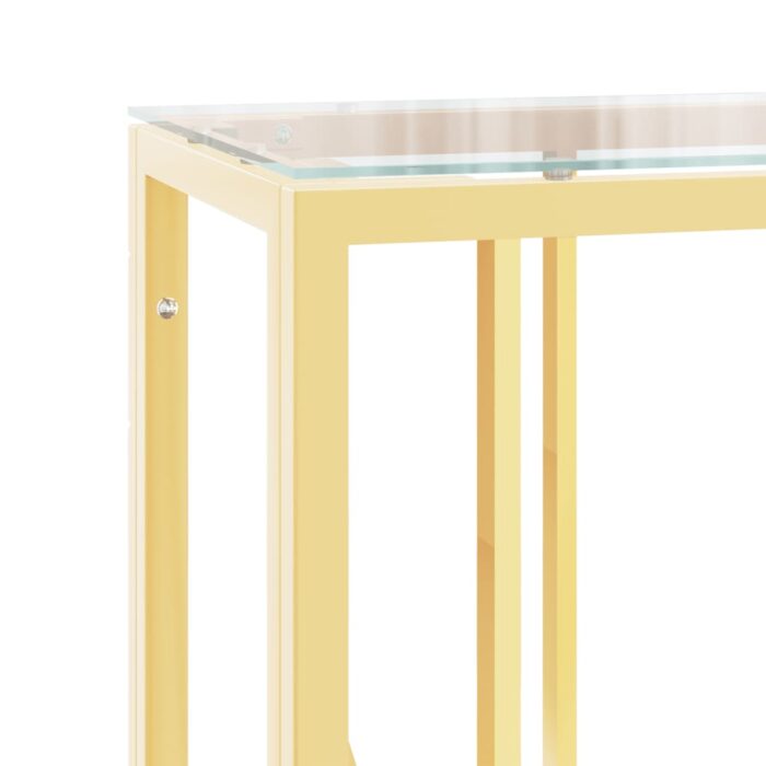 Table console 110x30x70 cm acier inoxydable et verre – Image 3