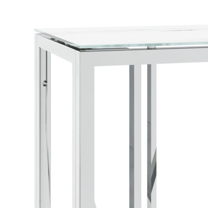 Table console argenté 110x30x70 cm acier inoxydable et verre – Image 3