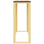 Table console doré acier inoxydable et bois massif récupération – Image 2