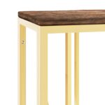 Table console doré acier inoxydable et bois massif récupération – Image 3