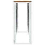 Table console argenté acier inoxydable et bois massif d'acacia – Image 2