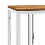 Table console argenté acier inoxydable et bois massif d'acacia – Image 3