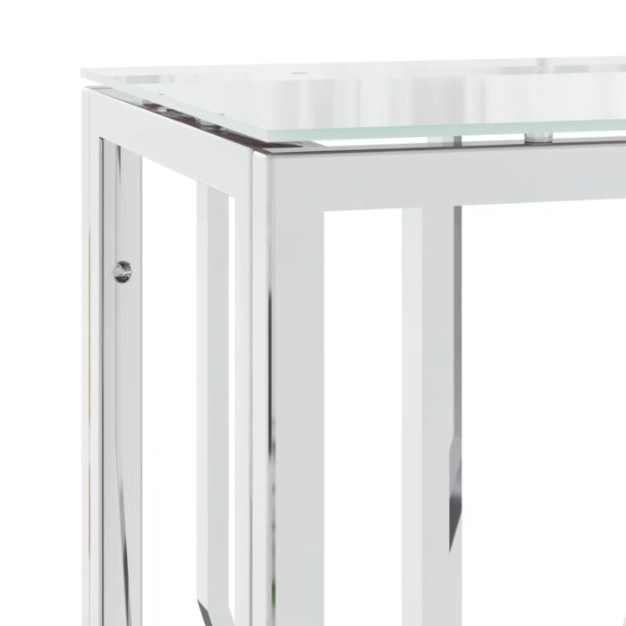 Table console 70x30x70 cm acier inoxydable et verre – Image 3