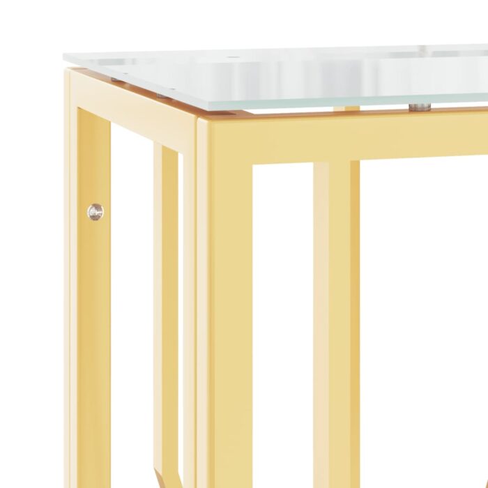 Table console doré 70x30x70 cm acier inoxydable et verre – Image 3