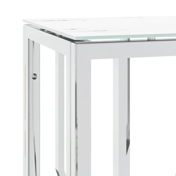 Table console argenté 70x30x70 cm acier inoxydable et verre – Image 3