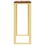 Table console doré acier inoxydable et bois massif récupération – Image 2