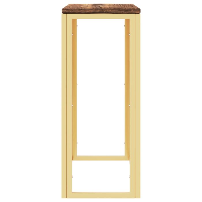 Table console doré acier inoxydable et bois massif récupération – Image 2