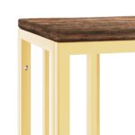 Table console doré acier inoxydable et bois massif récupération – Image 3
