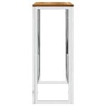 Table console argenté acier inoxydable et bois massif d'acacia – Image 2