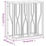 Table console argenté acier inoxydable et bois massif d'acacia – Image 4