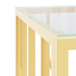 Table basse doré 50x50x50 cm acier inoxydable et verre – Image 3