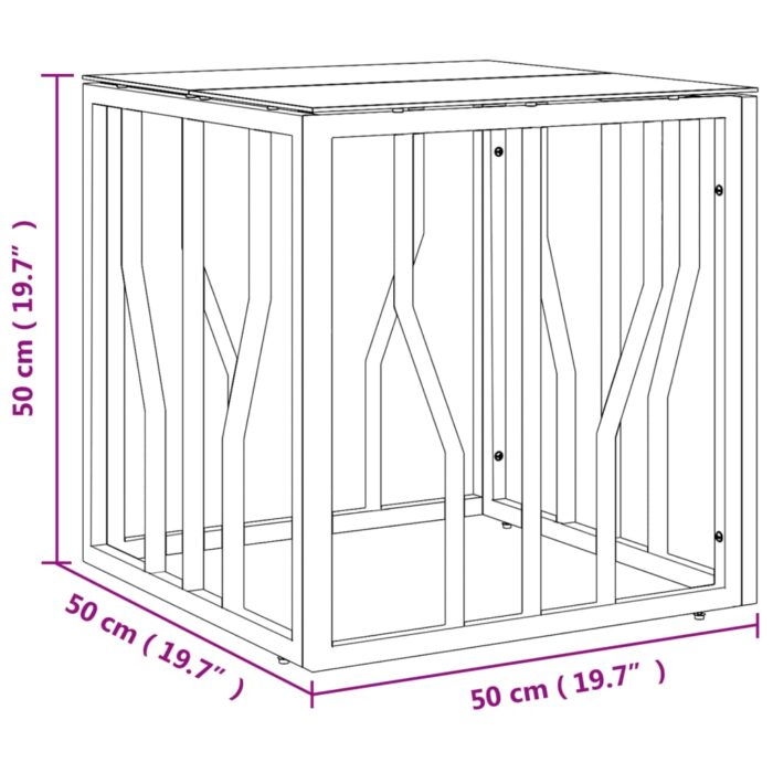 Table basse doré 50x50x50 cm acier inoxydable et verre – Image 4