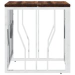 Table basse argenté acier inoxydable/bois massif récupération – Image 2
