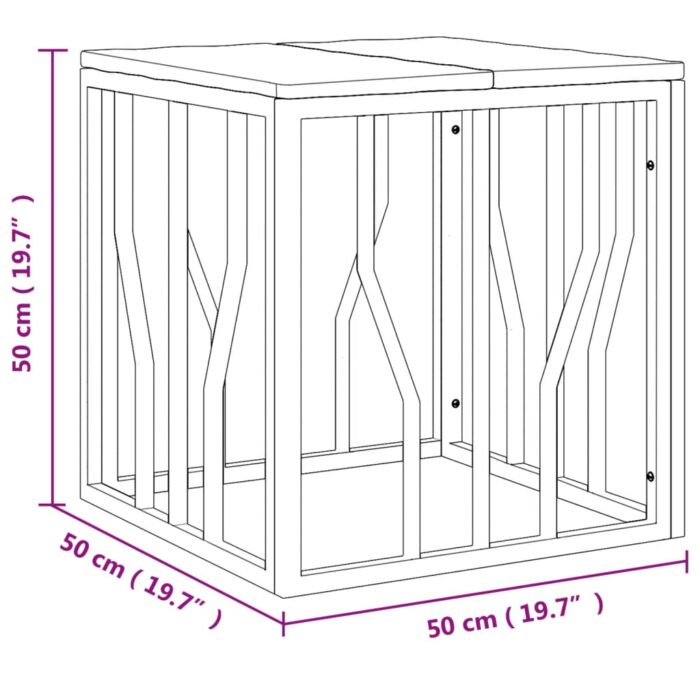 Table basse argenté acier inoxydable/bois massif récupération – Image 4
