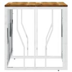 Table basse argenté acier inoxydable et bois massif d'acacia – Image 2